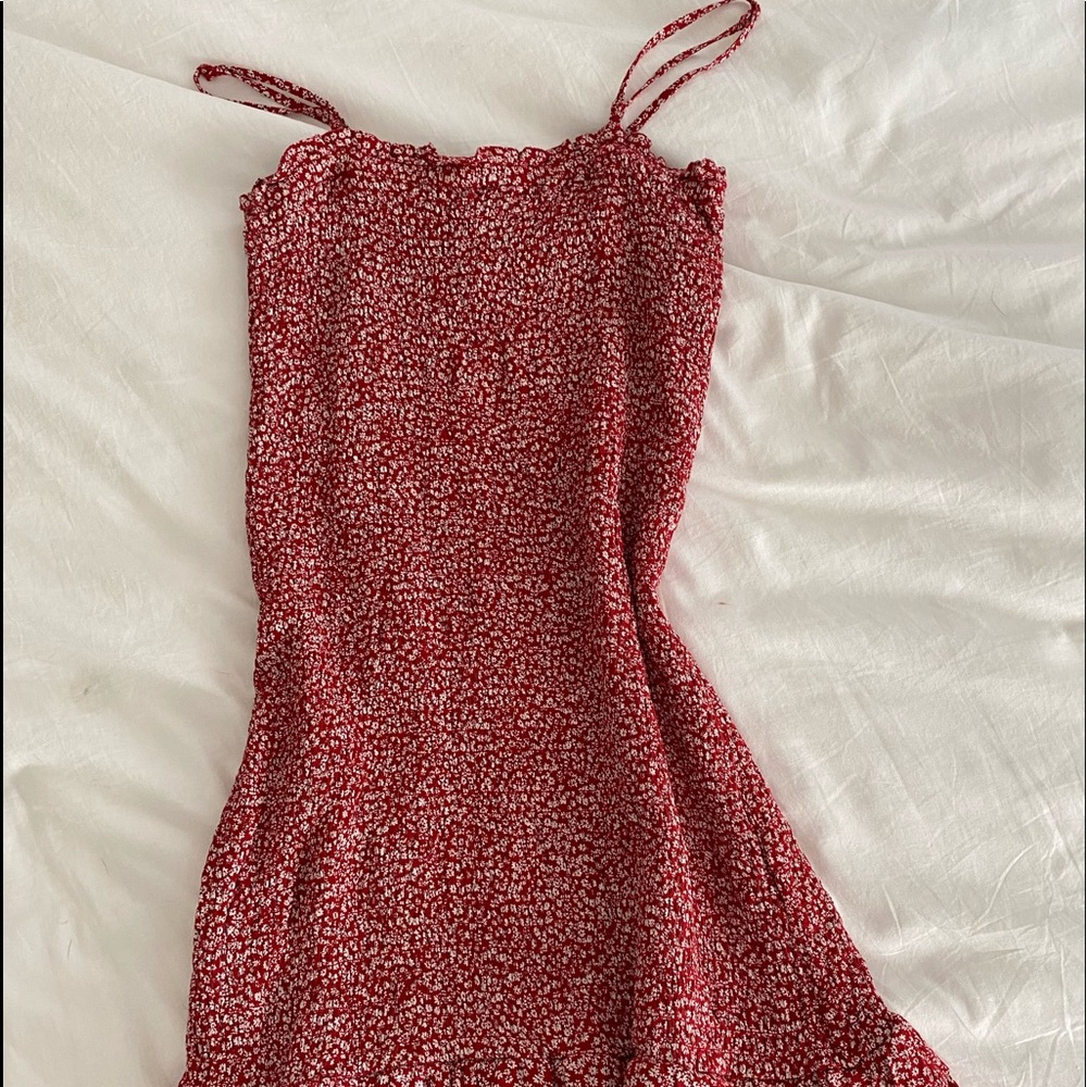 American Eagle smocked red mini dress